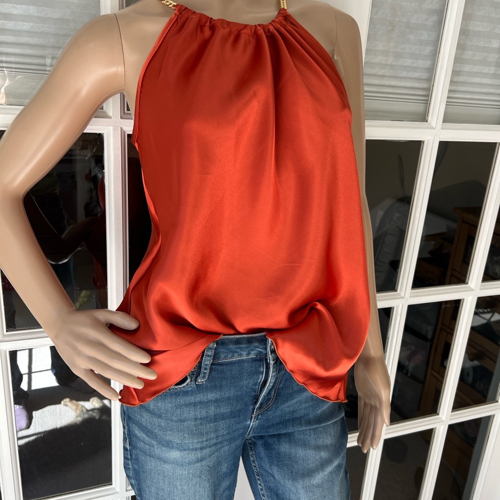 Nicole Miller NWT Elegant Orange Halter Top